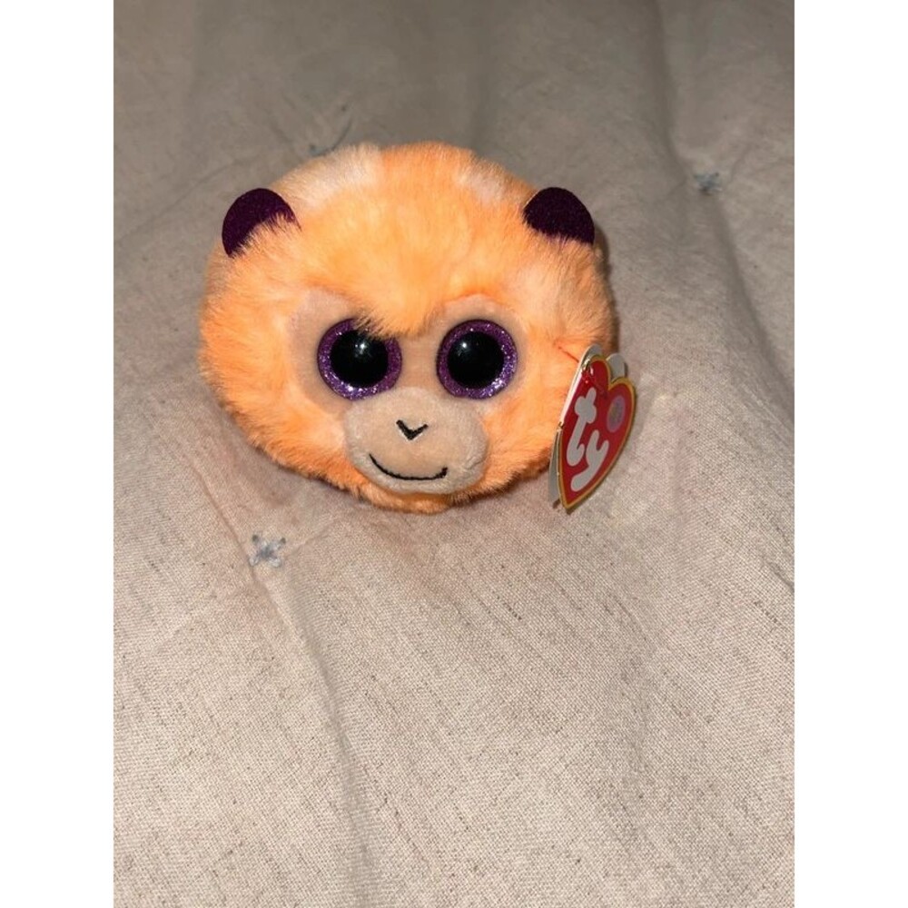 Ty Puffies Coconut the Orange Monkey 4" Plush Beanie Ball Stuffed Toy MWMT